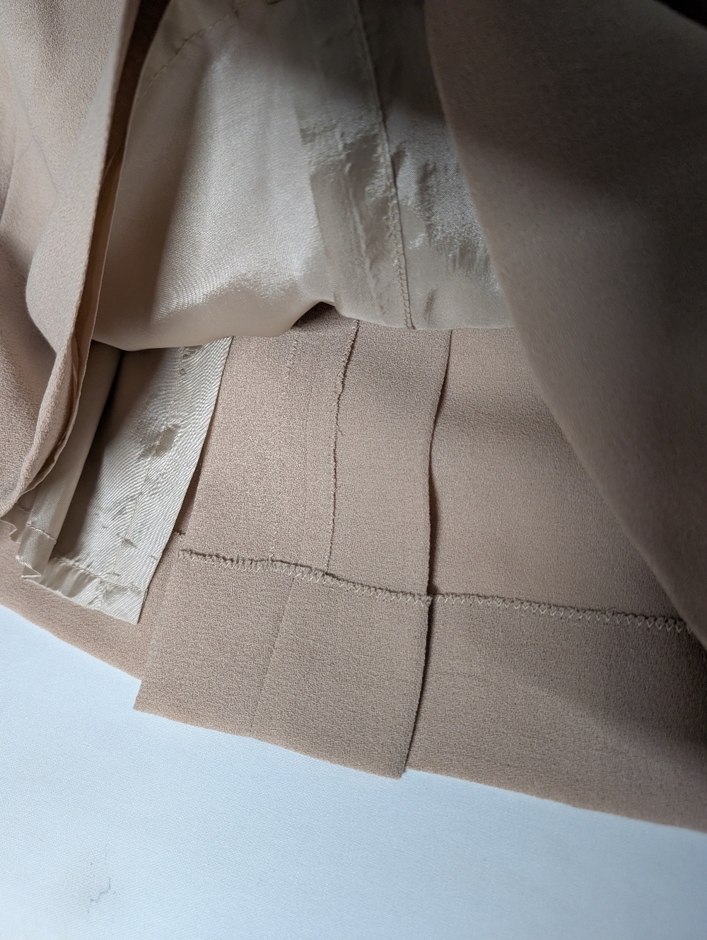 Cream and Taupe Pencil Skirt Bat Wing Dress Classic Vintage Handmade Classic - Picture 4 of 15
